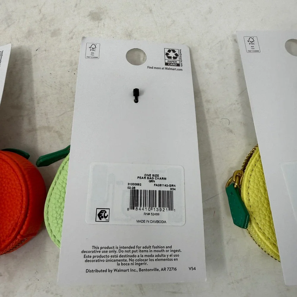 Free Assembly Fruit Bag Charm Set Orange Pear Lemon Multicolored Unisex One Size